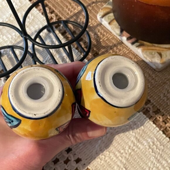 DONATED Boho Fun Vibrant Colorful Salt & Pepper Set Stand Holder - Picture 6 of 6